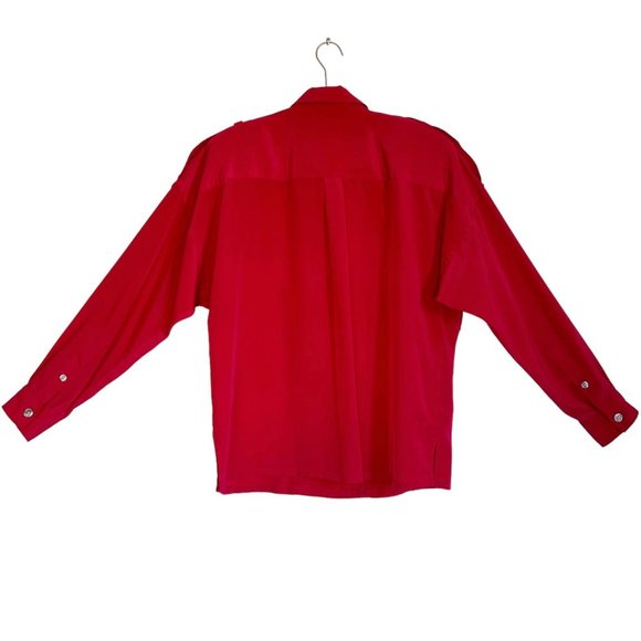 Justine Todd Vintage Women's Long Sleeve Blouse in Red - Size 10 - Picture 2 of 5